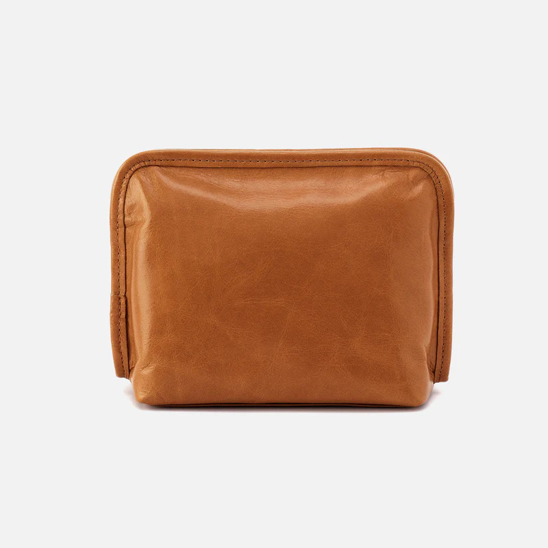Beauty Cosmetic Pouch in Polished Leather - Truffle | HOBO Bags