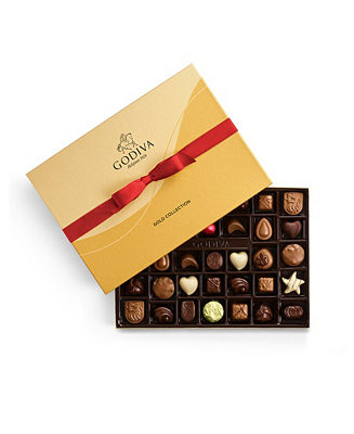 Godiva Assorted Chocolate Gold Gift Box, Red Ribbon, 36 Piece - Macy's | Macy's