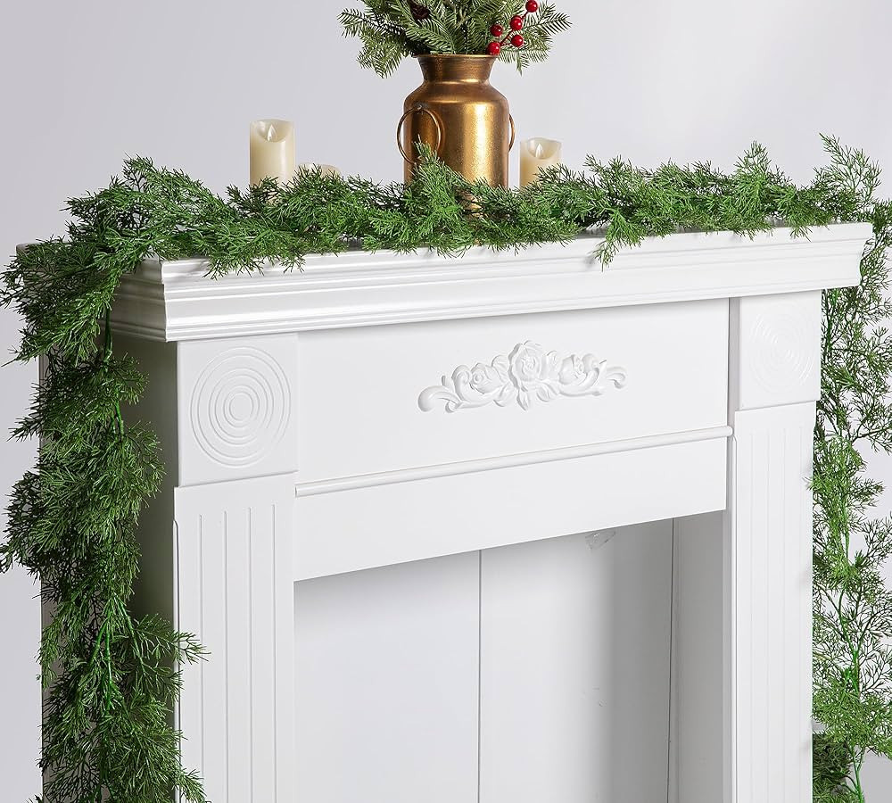 9.8 Ft Christmas Norfolk Pine Garland- Greenery Artificial Pine Cypress Garland- Norfolk Pine Nat... | Amazon (US)