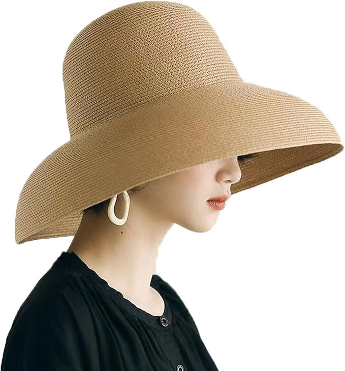 Women's Floppy Wide Brim Summer Beach Straw Hat UPF 50+ Sun Hat | Amazon (US)