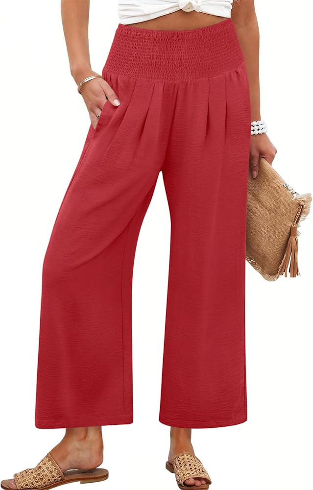 ANRABESS Womens Wide Leg Palazzo Pants with Pockets | Amazon (US)