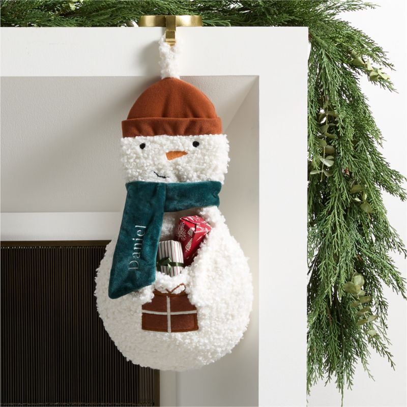 Sherpa Snowman Kids Christmas Stocking | Crate & Kids | Crate & Barrel