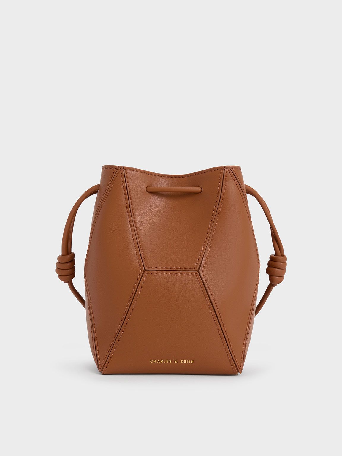 Nasrin Panelled Bucket Bag
 - Chocolate | Charles & Keith UK