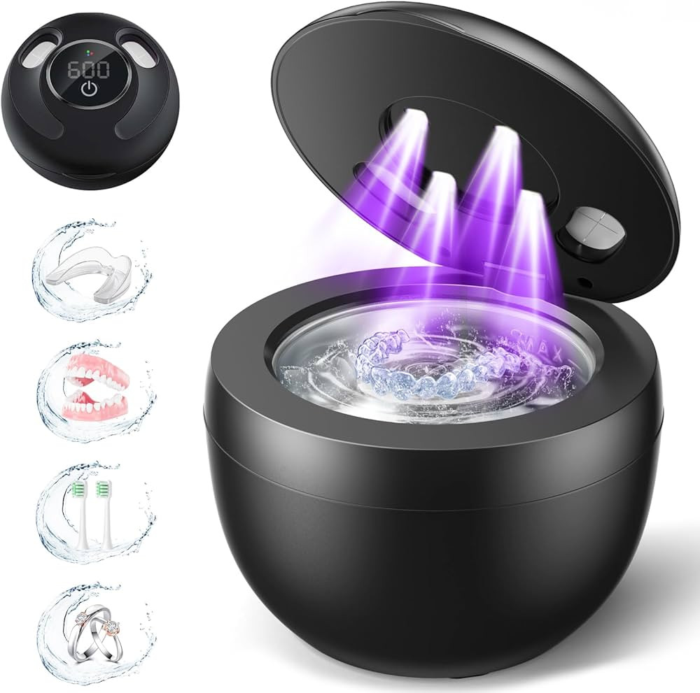 Dental Ultrasonic Retainer Cleaner Machine - 45kHz Dental Cleaning Pod with 4 Modes, Digital Time... | Amazon (US)