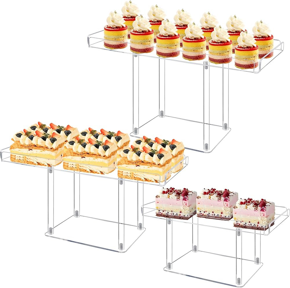 3 Pack Dessert Table Display Set, Clear Acrylic Dessert Display Stands, Buffet Risers for Cupcake... | Amazon (US)