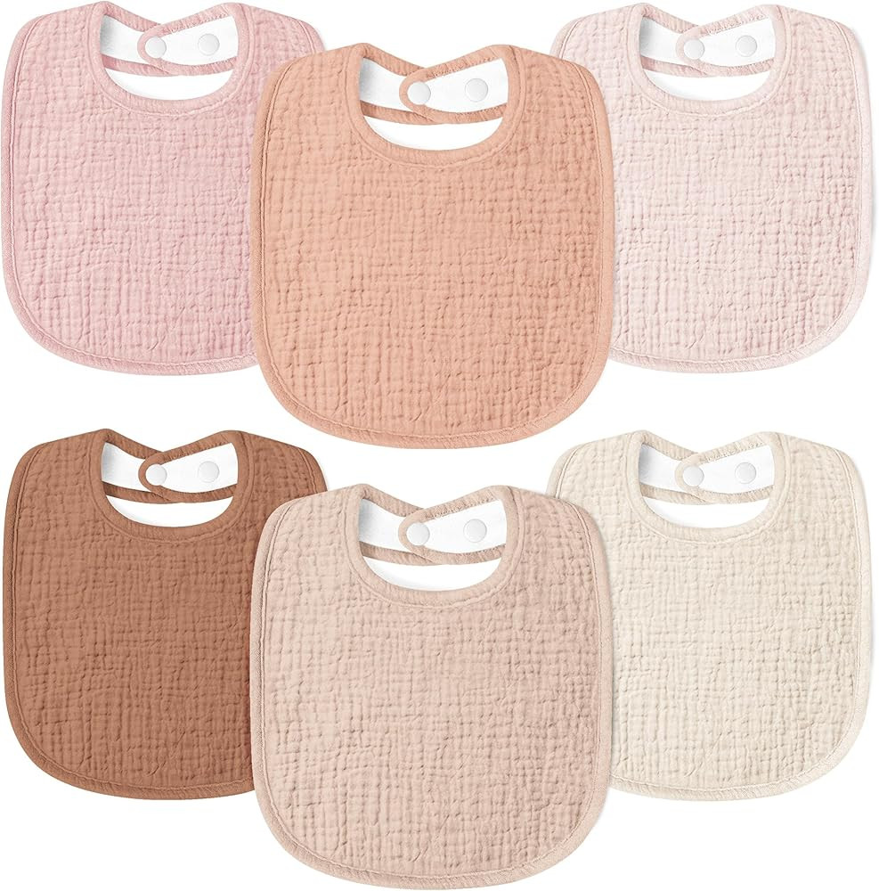 Susurration Muslin Baby Drool Bibs 6Pack Soft Square Adjustable Baby Bandana Bibs for Unisex Girl... | Amazon (US)