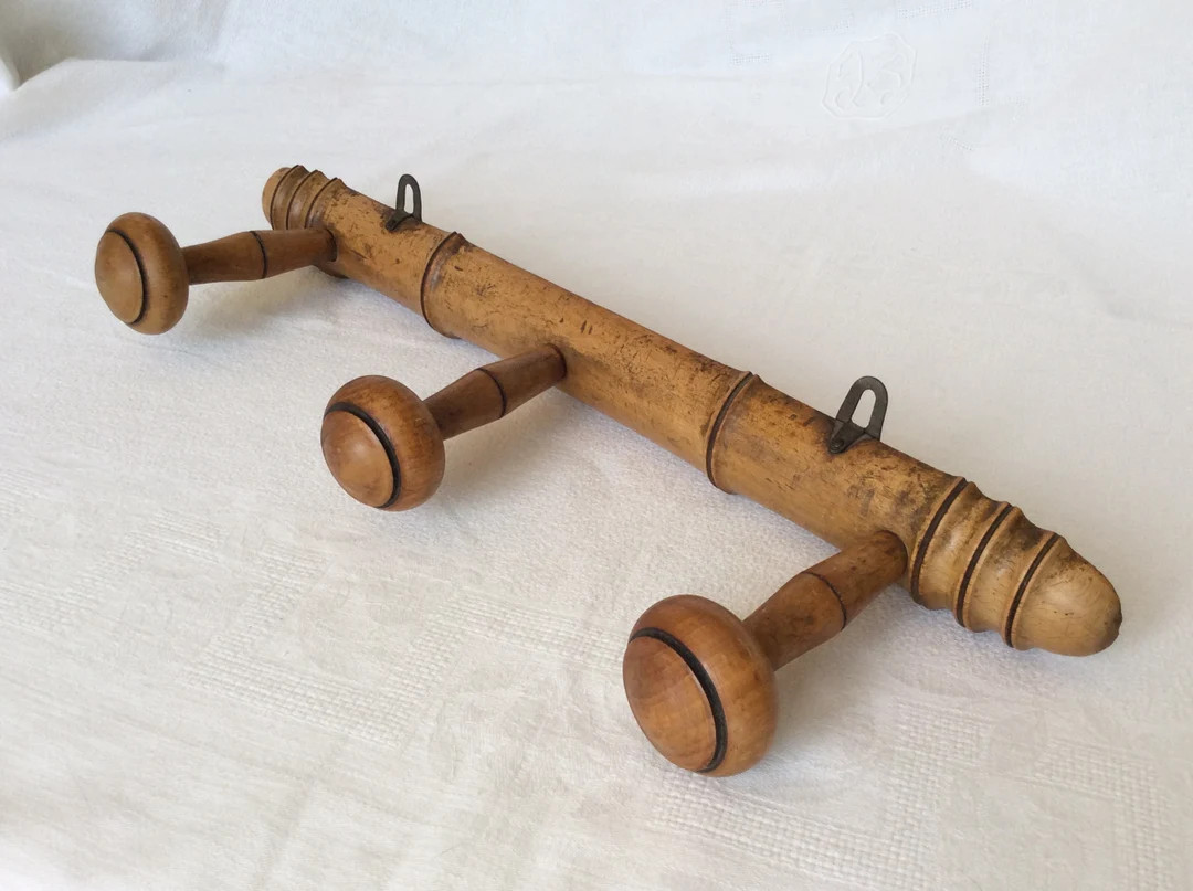 Wooden Wall Coat Rack  1960s - Etsy | Etsy (US)