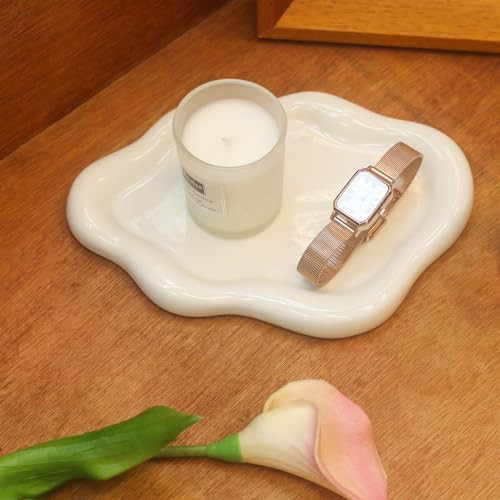 Ceramic Jewelry Tray Trinket Dish, Decorative Cloud Vanity Key Tray for Women, Ring Holder Dish, ... | Amazon (US)