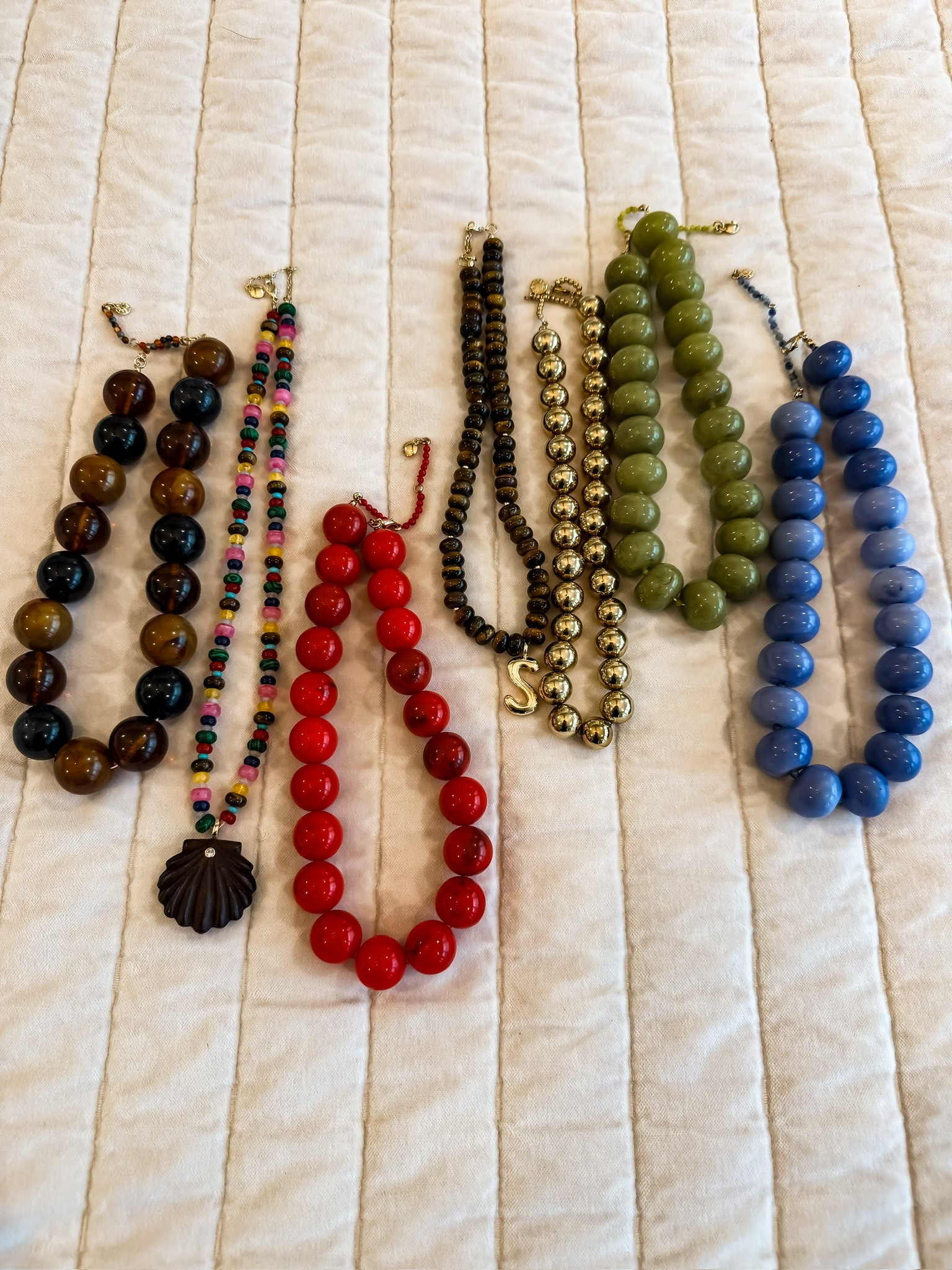 These chunky necklaces are the easiest way to make a simple outfit feel intentional. I love mixing the different colors and textures depending on what I’m wearing, and they’re lightweight enough to wear all day without feeling bulky.

statement necklace, chunky necklace, colorful jewelry, beaded necklace, layered jewelry, outfit accessories, fashion accessories, everyday style, bold jewelry, women’s accessories, TheMomInStyle

#LTKootd #LTKSeasonal #LTKgrwm