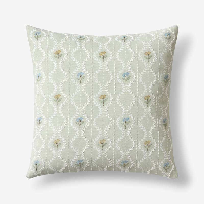 Tira Mini Floral Decorative Square Pillow Cover - Mini Floral Green, 20 in. x 20 in. | The Company Store
