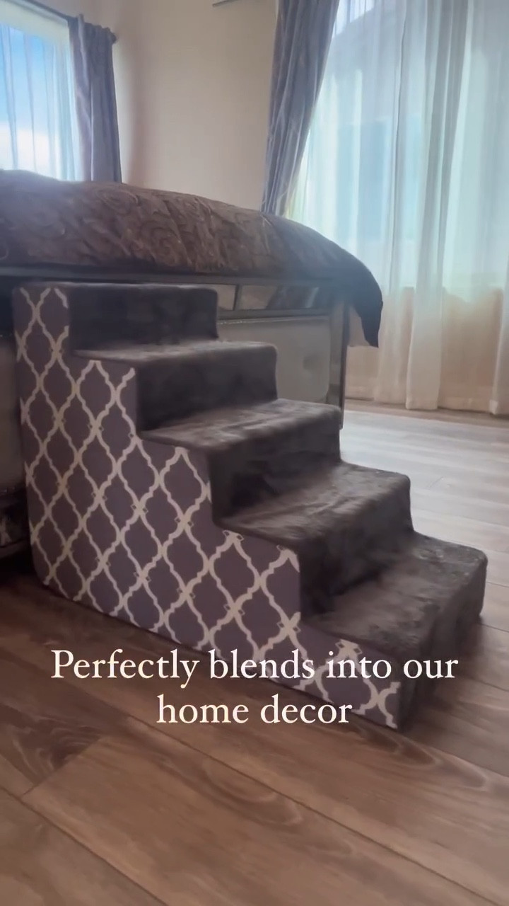We were very excited to try our new @bestpetinc  Premium Pet stairs. We had a ramp before and I wasn’t very comfortable going down, because it was very steep and didn’t want to go up at all.

Finally, we got the foam dog stairs and We love them! 

•	Multiple Step Size Options -We have the tallest, 5 step-option. It goes up to our high bed, so I can go up and down safely. 
Multiple Step Sizes available: 3-step, 4-step, and 5-step options, so you can use them as dog stairs for beds or pet stairs for cats who need help climbing on a sofa


•	CertiPUR-US Certified Foam: To ensure that your pet gets the safest quality steps, we made sure that our USA sourced foams are CertiPUR-US Certified. CertiPUR-US Certified foams are manufactured without ozone depleters, PDBW flame retardants, mercury, lead and other substances/chemicals that can be harmful to your pets.

•	Trendy Home Decor Colors-It was also important for us to blend into our home décor. They’re available in 17 different colors and patterns to fit your individual style Our is: Gray Lattice Print, what is perfect fit in our master bedroom

•	Easy to clean-Cover removable & Machine Washable 

#dogsteps #dogsteps #bestpetsupplies #doglover #doglovers #dogsoflasvegas 

#LTKHome #LTKGiftGuide #LTKSeasonal