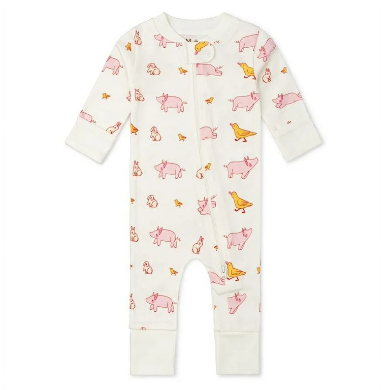 M+A by Monica + Andy Organic Cotton Gender Neutral Long Sleeve Baby One-Piece Pajama, Sizes Newbo... | Walmart (US)