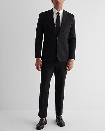 Slim Black Cotton-blend Knit Suit | Express