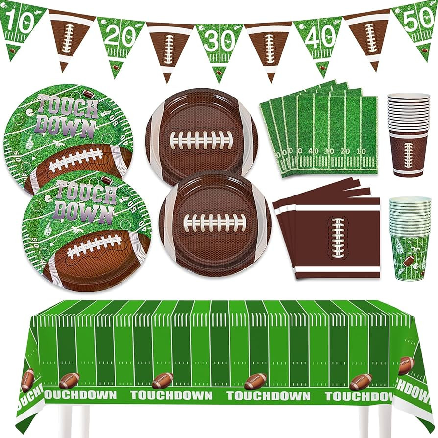 74Pcs Football Party Decorations Supplies Football Party Decoration Set Include Dinner Plates, De... | Amazon (US)