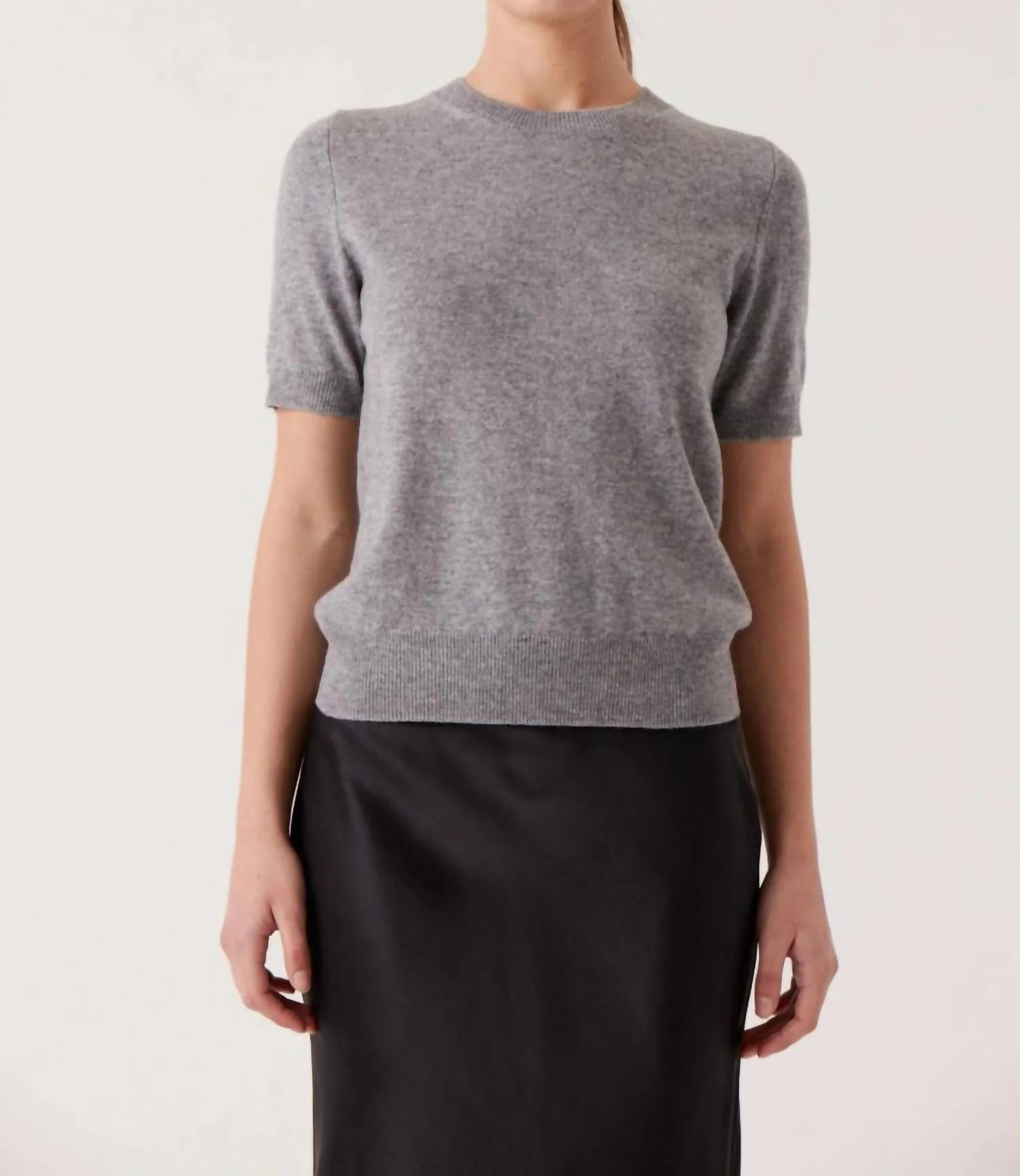 Adele Short Sleeve Sweater In Heather Grey | Shop Simon