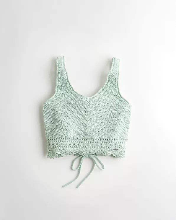 Crop Lace-Up Sweater Tank | Hollister US