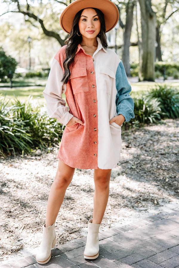 Tell Me Everything Rust Brown Colorblock Dress | The Mint Julep Boutique