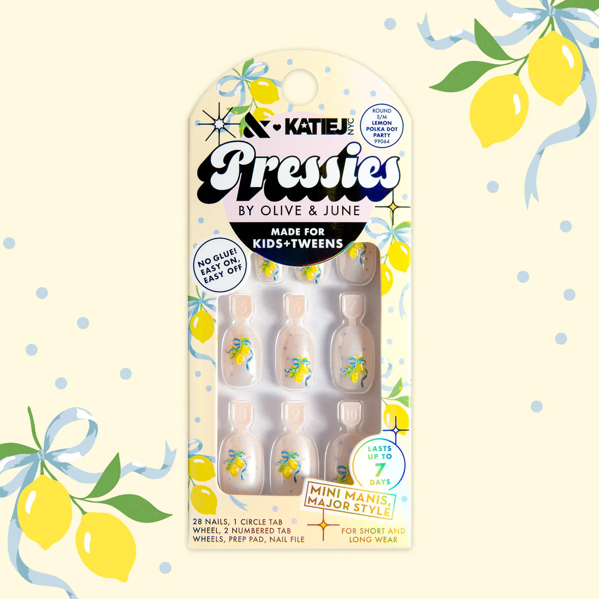 Lemon Polka Dot Party  - Pressies | Short Medium | Round | Olive & June