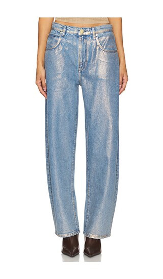 Long Barrel Wide Leg in Gold Hologram | Revolve Clothing (Global)