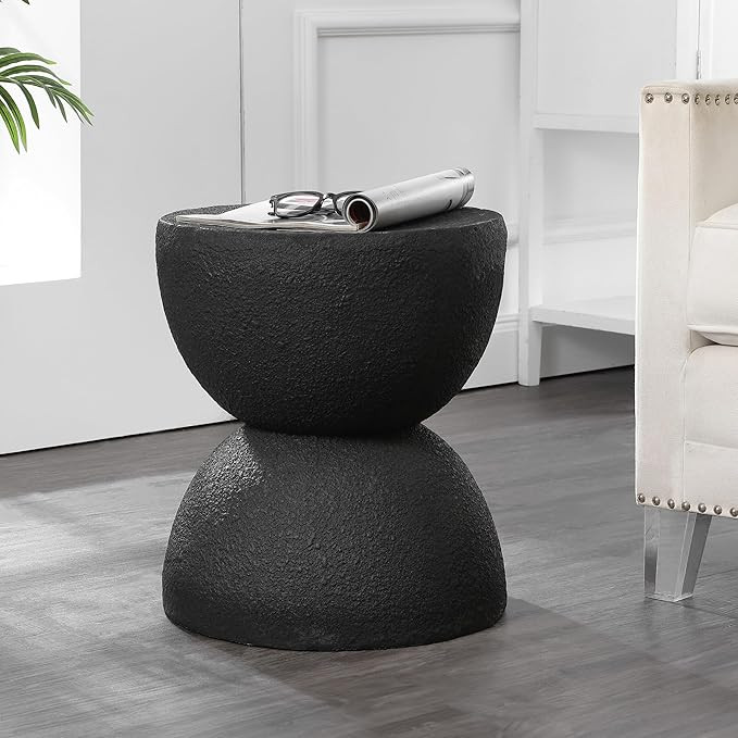 JONATHAN Y Greta Hourglass Outdoor Side Table and Stool, 18" Modern Textured All-Weather Accent E... | Amazon (US)
