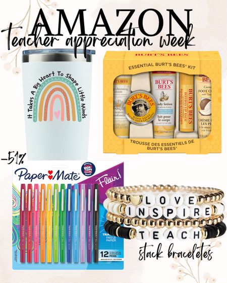 Teacher appreciation week gift ideas! Coffee cup. Paper Mate colorful pens. Stack bracelets. Teacher gifts  

#LTKFamily #LTKSaleAlert #LTKFindsUnder50