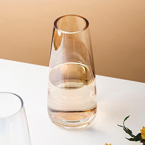 Amazon.com: BIGIVACA 8.7 Inch Tall Glass Vases for Centerpieces,1 Pack Modern Amber Glass Vase,La... | Amazon (US)