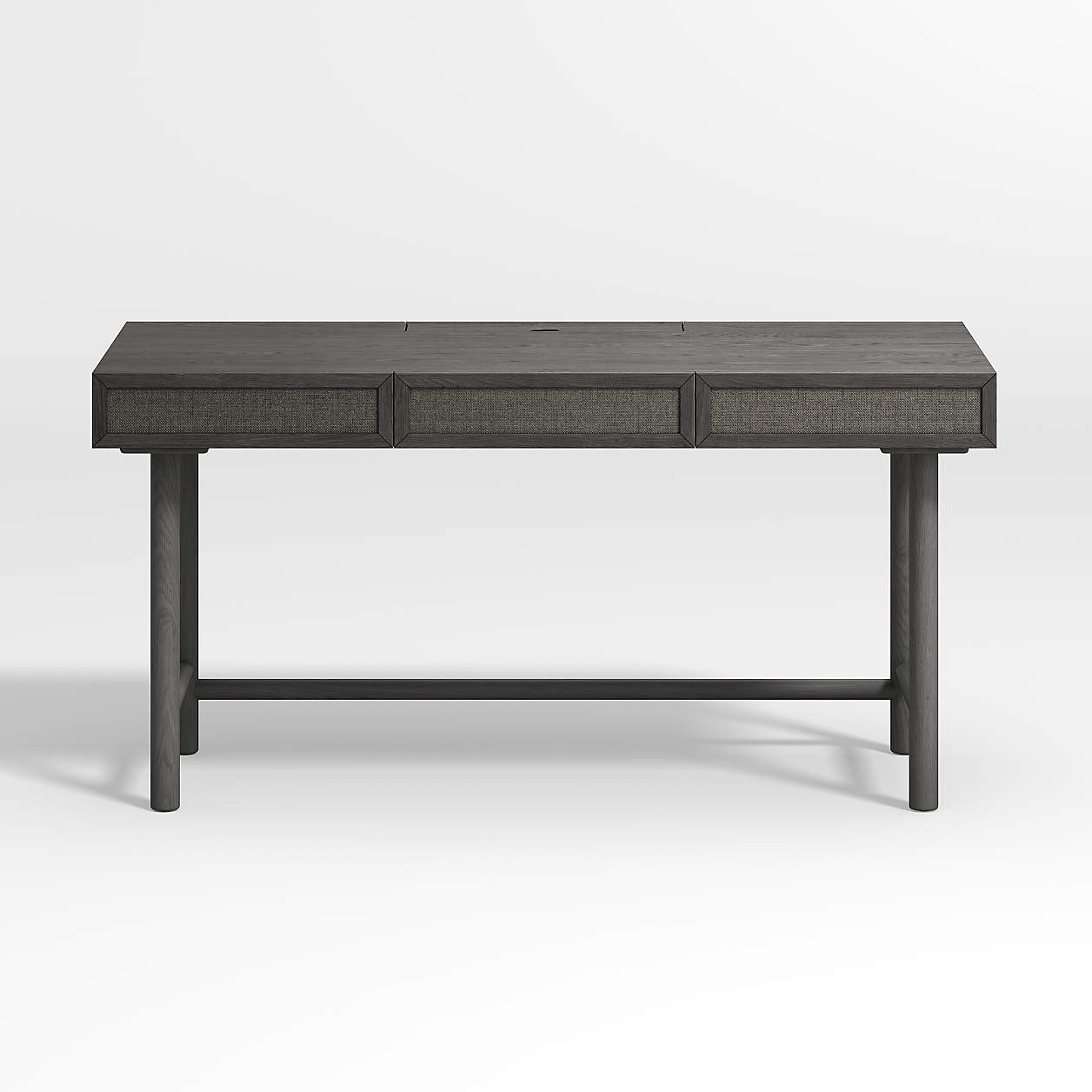 Granger 60" Grasscloth & Oak Desk with Outlet + Reviews | Crate & Barrel | Crate & Barrel