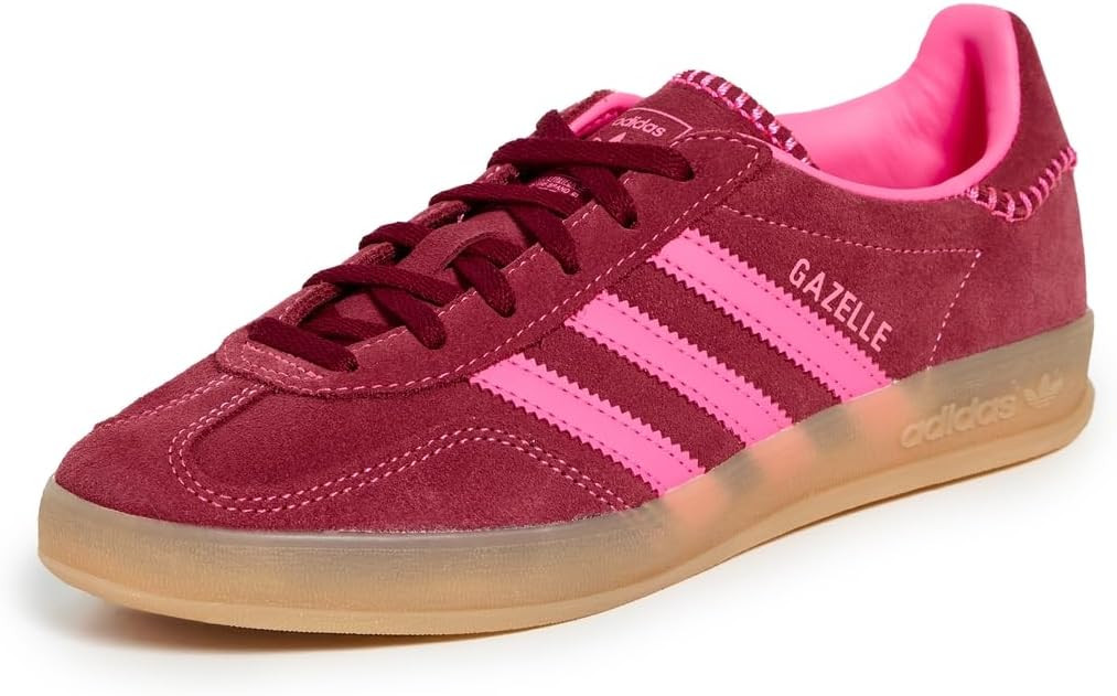 adidas Womens Gazelle Indoor Lace Up Sneakers Shoes Casual - Pink | Amazon (US)