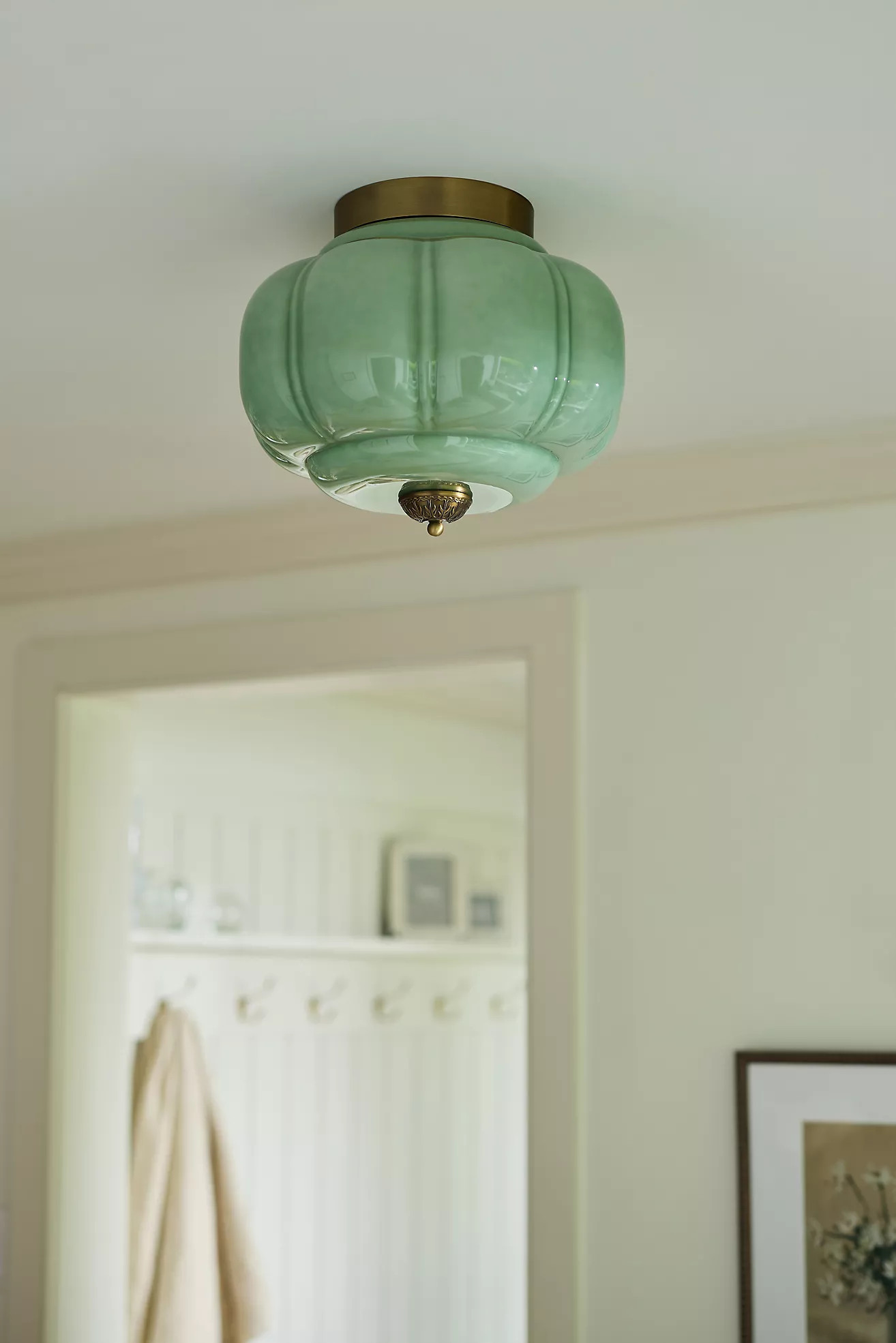 The Eloise Scallop Milk Glass Flush Mount Ceiling Light | Anthropologie (US)