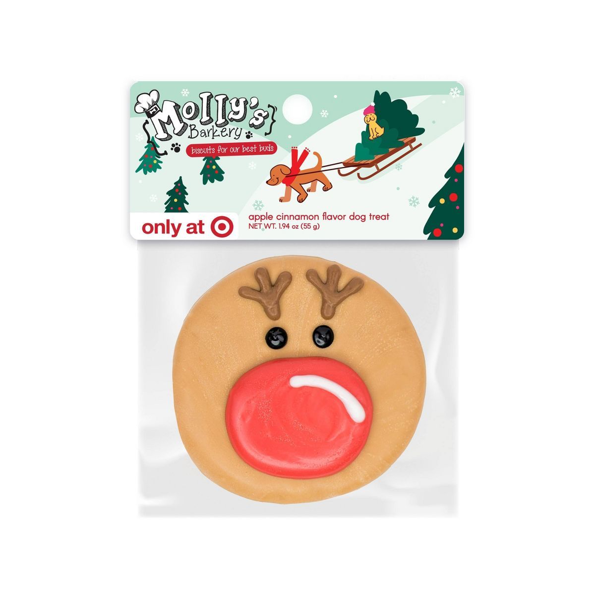 Molly's Barkery Reindeer Crunchy Dog Treat with Apple & Cinnamon Flavor - 1.94oz | Target