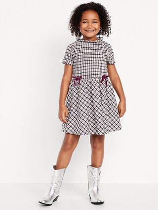 Short-Sleeve Fit and Flare Smocked Bow Dress for Girls | Old Navy (US)