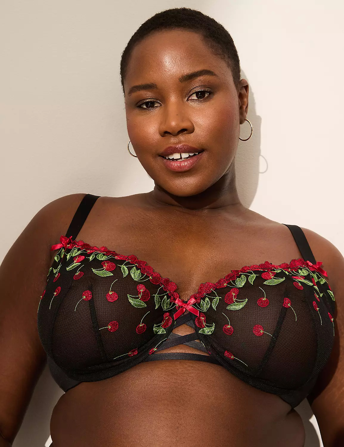 Cherry Embroidered Unlined Balconette Bra | Lane Bryant (US)