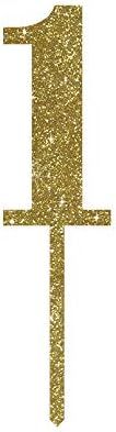 Andaz Press Birthday and Anniversary Acrylic Cake Toppers, Gold Glitter, Number 1, 1-Pack, Twins ... | Amazon (US)
