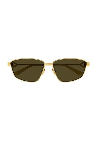Bottega Veneta New Triangle Cat Eye Metal Sunglasses in Shiny Gold & Brown from Revolve.com | Revolve Clothing (Global)