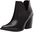 Kathemoi Womens Slip on Ankle Boots V Cutout Pointed Toe Chunky Stacked Mid Heel Booties | Amazon (US)