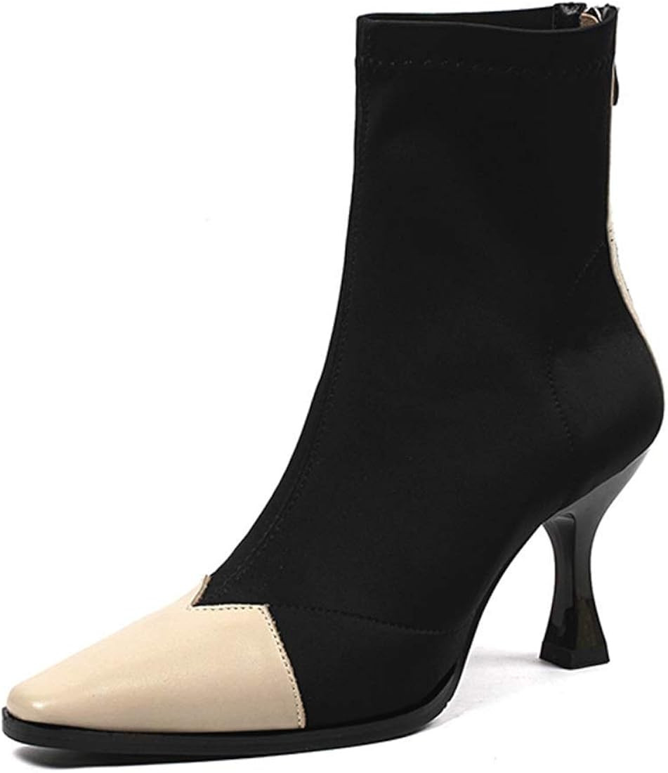 Women's Slip On Pointed Toe Ankle Boots Stretchy Fabric Stiletto Heel Dressy Sock Booties for Wom... | Amazon (US)