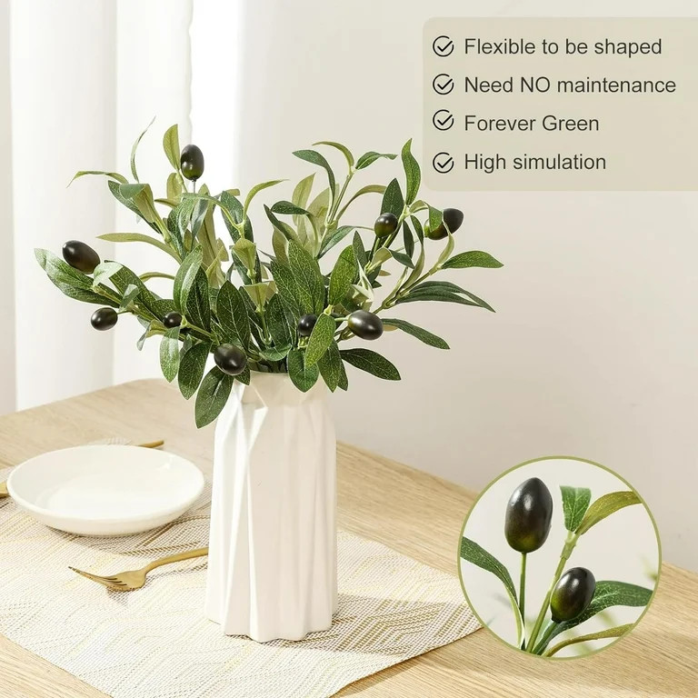 LIGMIRR 10pcs Faux Olive Leaves Stems 10" Tall Artificial Plants Olive Tree Branches for Small Va... | Walmart (US)