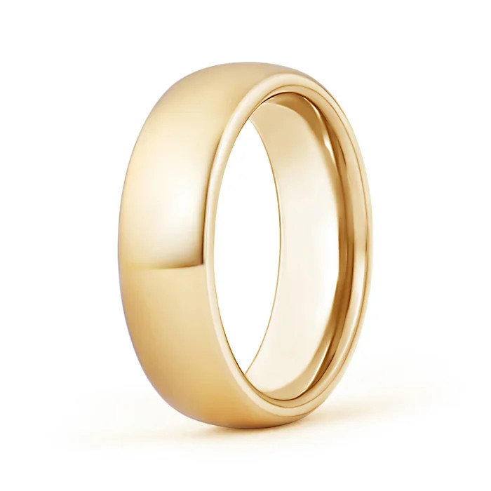 High Polished Comfort Fit Domed Wedding Band for Men | Angara | Angara