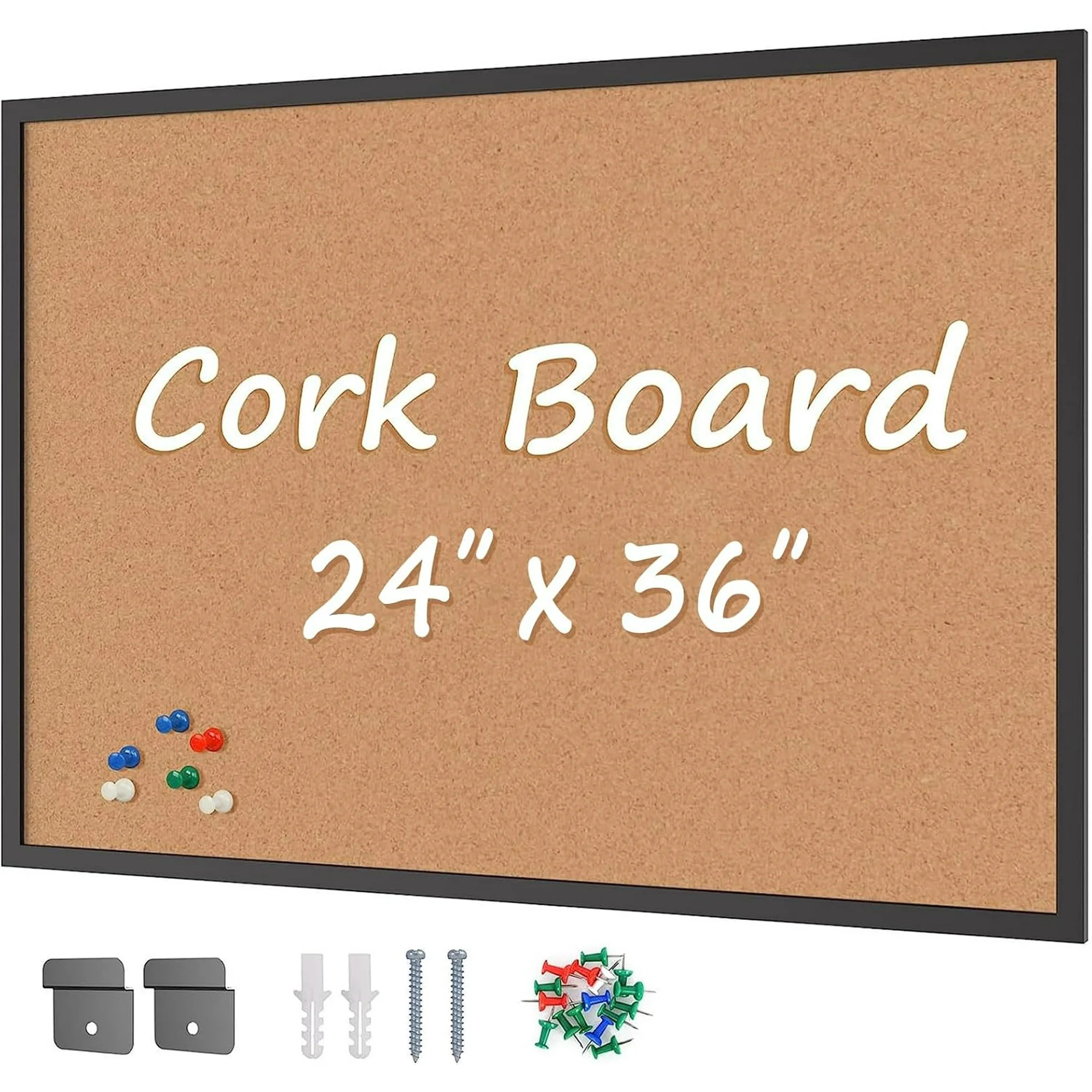36" x 24" Cork Board Bulletin Board Cork Notice Pin Board Memo Board with Black Wooden Frame for ... | Walmart (US)