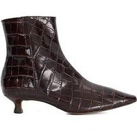 Dune London Odore Leather Croc Kitten Heel Ankle Boot - Brown | Very (UK)