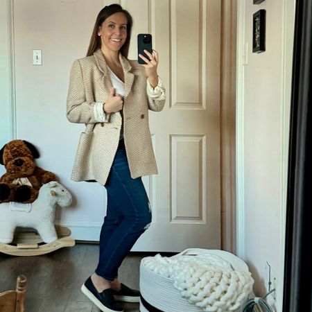 Embracing the oversized blazer in this gorgeous cream color. Wearing a size medium and paired with jeans for a more casual fit. Would be perfect for work  

#LTKworkwear #LTKbump #LTKstyletip