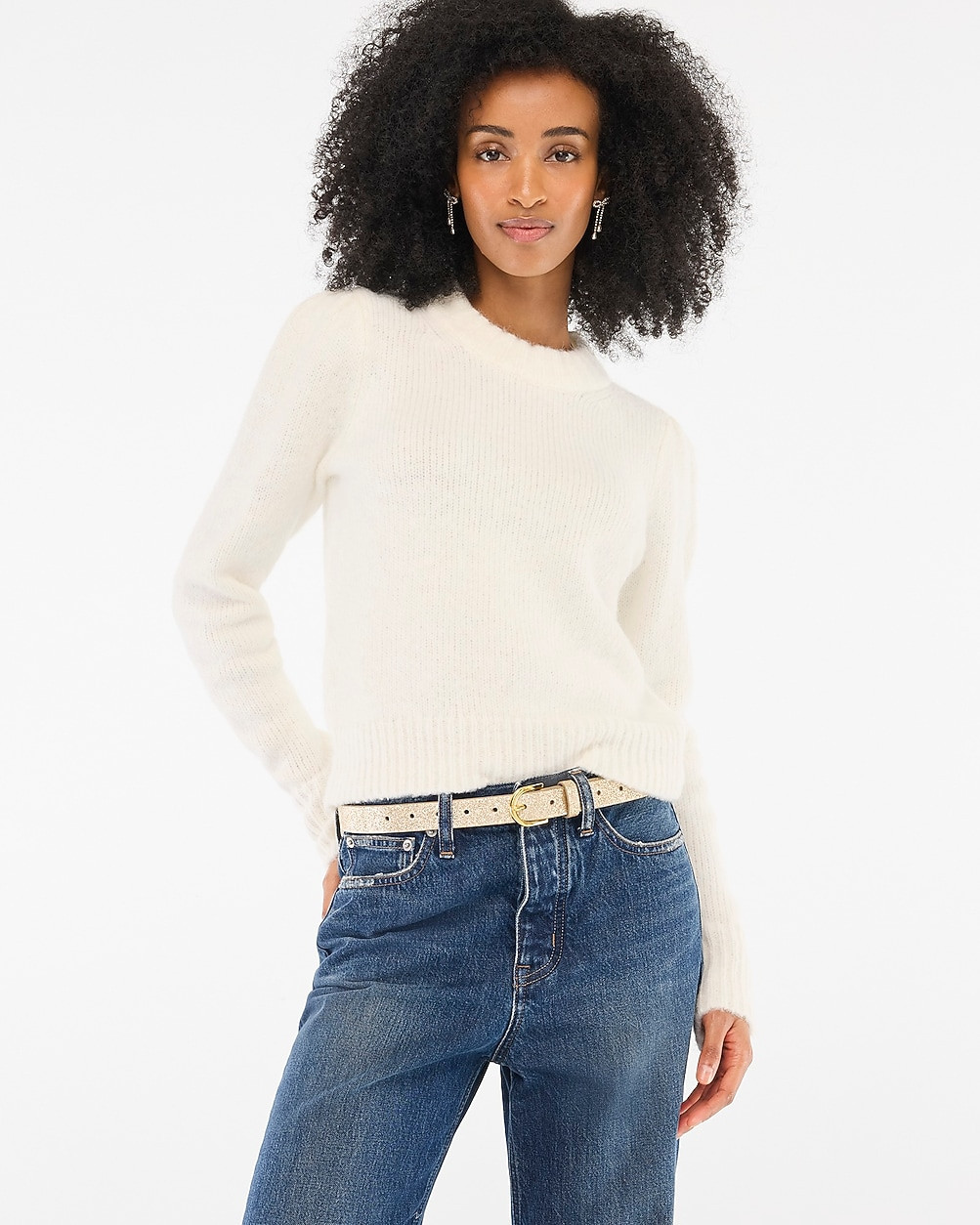 Fuzzy puff-sleeve sweater | J.Crew Factory