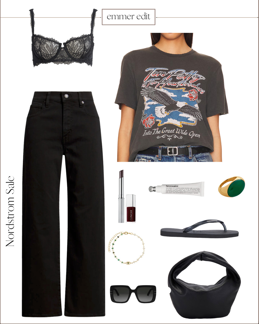 I love everything about this outfit! 

Shop items on sale during the Nordstrom Anniversary Event.

Black Jeans | Black Lace Bra | Graphic Tees | Black Purse | Havaianas 

 #LTKootd #LTKSeasonal #LTKSaleAlert