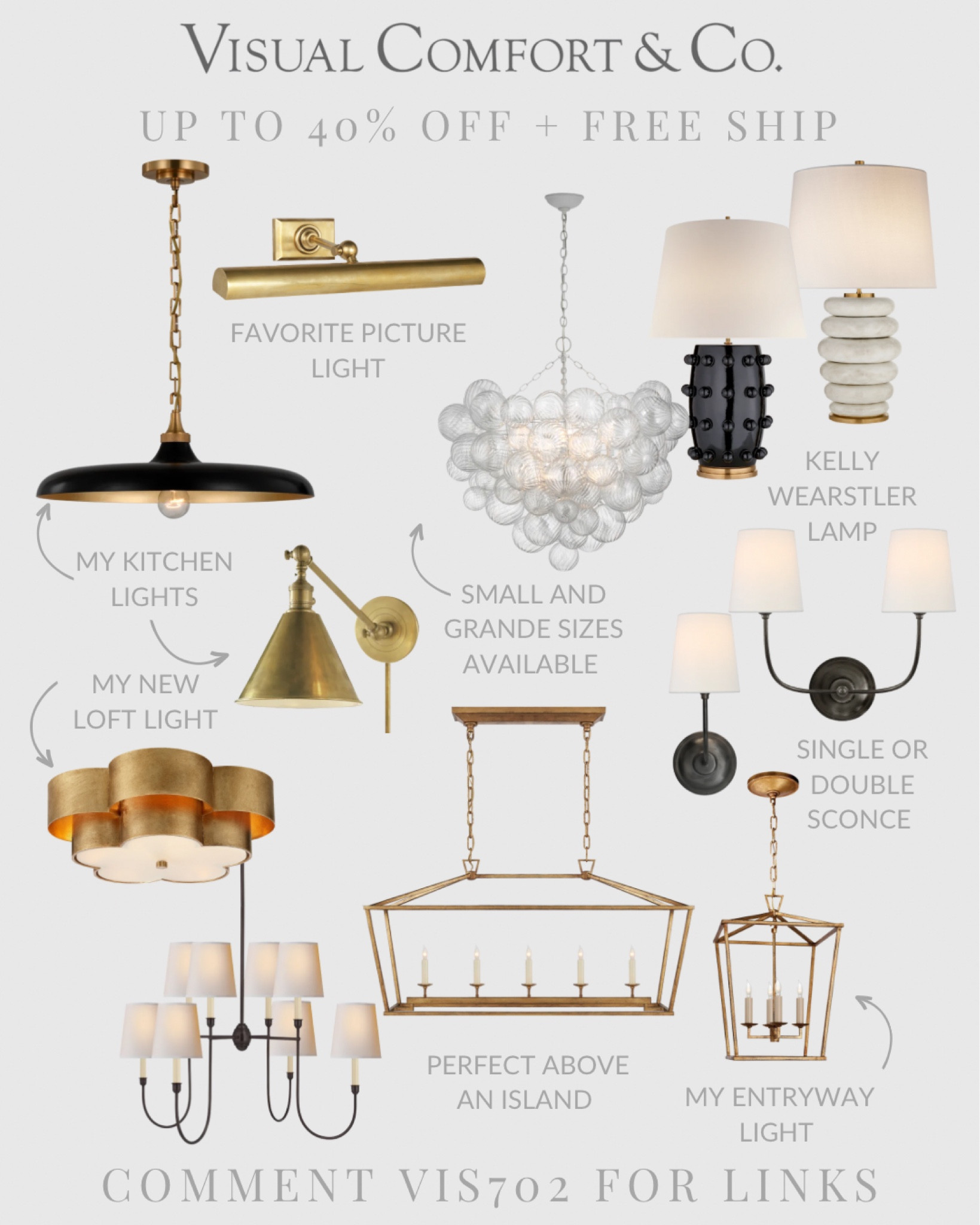 Visual Comfort up to 40% off site wide plus free shipping!

#LTKhome #LTKsalealert #LTKFind