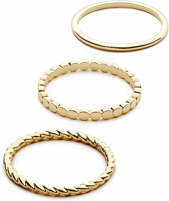 14K Gold Filled Rings Band Rings for Women Girls Thin Gold Ring Plain Statement Band Ring Comfort... | Amazon (US)