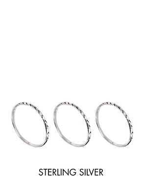 ASOS Sterling Silver Multipack Etched Rings | ASOS US