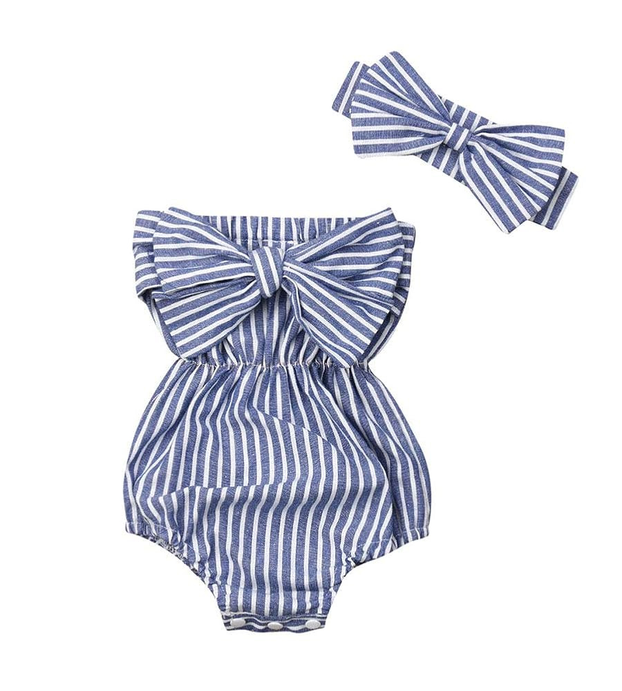 Newborn Baby Girls Romper Jumpsuit Infant Girl Summer Bodysuits Ribbed Short Sleeve One-Piece Hea... | Amazon (US)