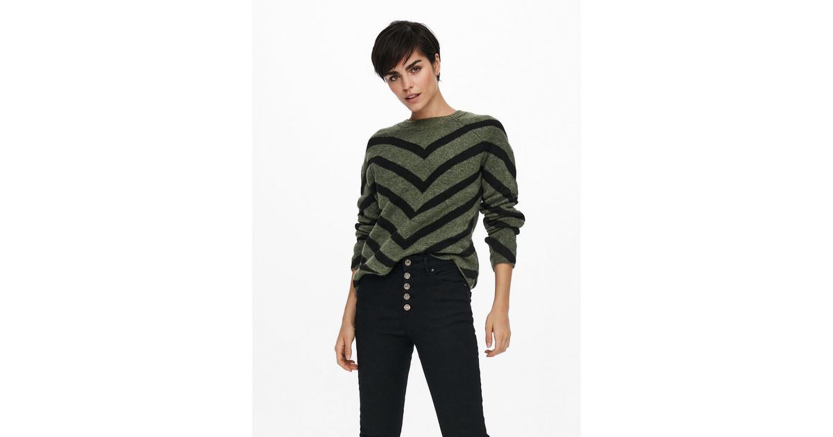 ONLY Green Chevron Knit Crew Neck Jumper | New Look | New Look (UK)