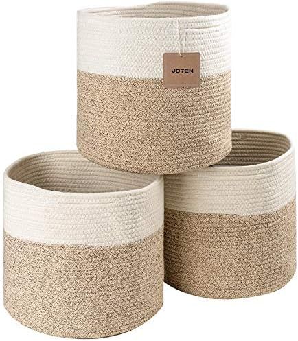 voten Cotton Rope Storage Basket Bins 3Pack for Baby Toys Laundry Nursery Storage,Woven Storage B... | Amazon (US)