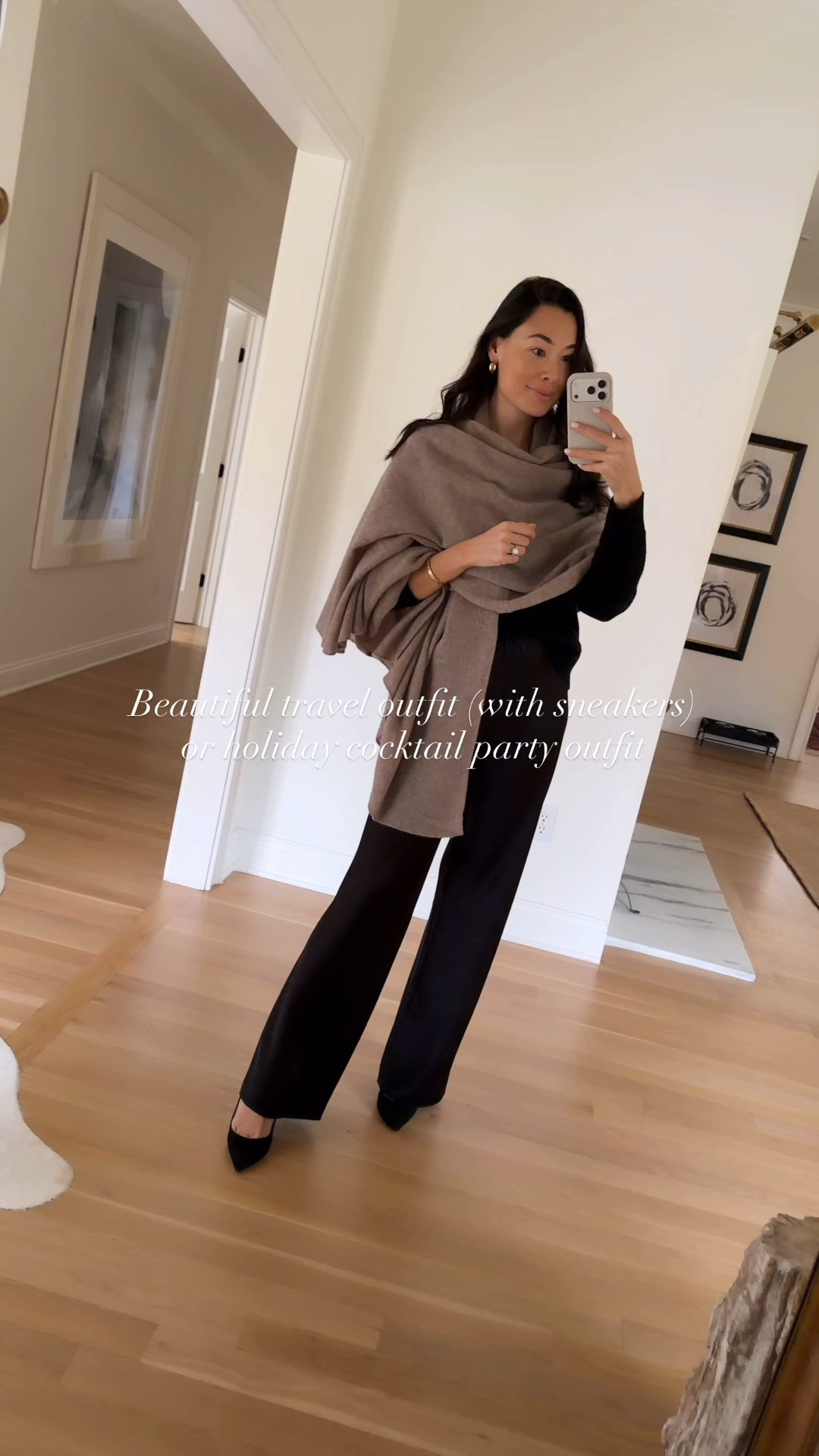 Love this look for a holiday party - best black silk pants (They run true to size), cashmere v-neck sweater and scarf that would make a perfect gift too! Take 20-25% off today through 11/17! @bloomingdales #bloomingdales #ad

#LTKootd #LTKHoliday #LTKWorkwear